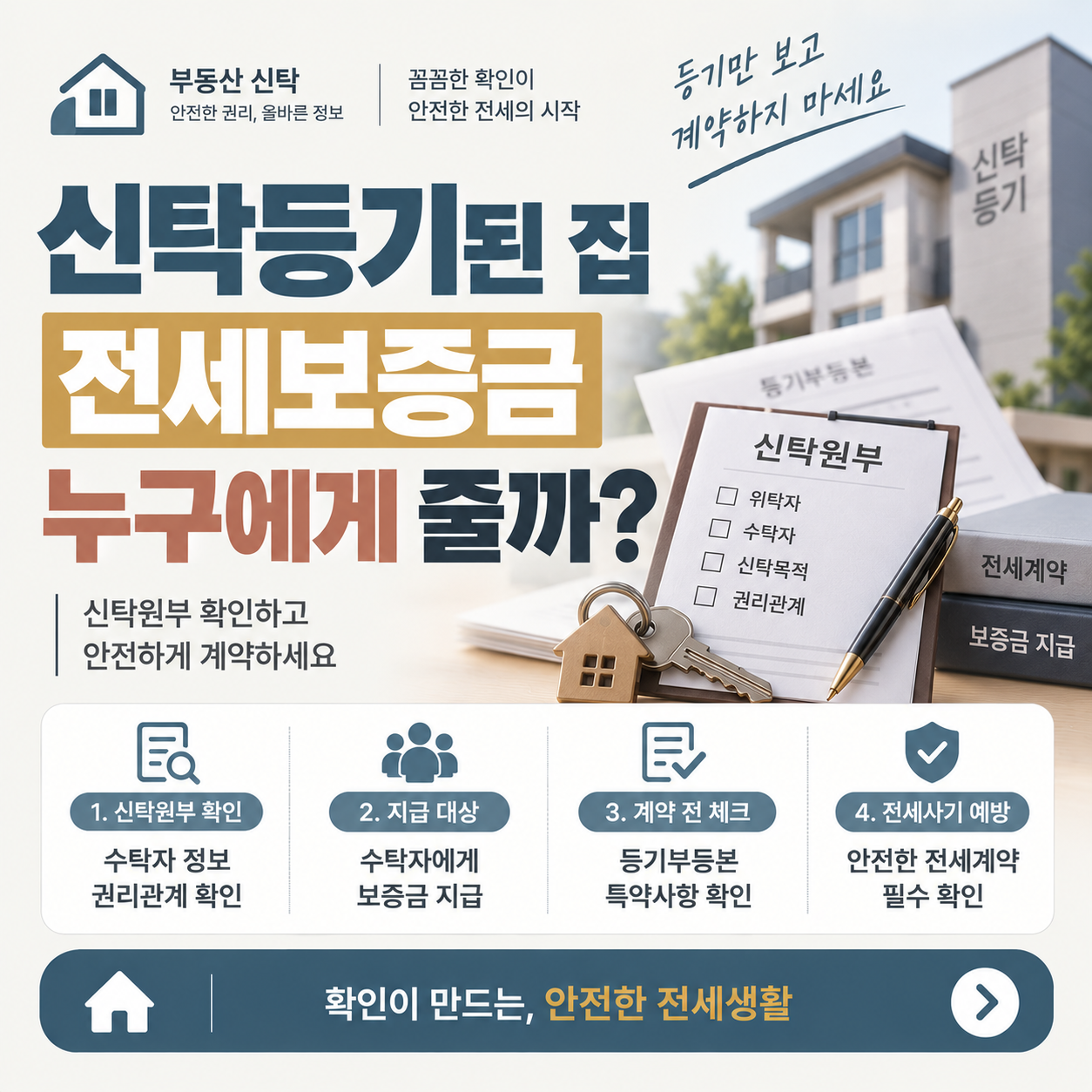 신탁등기된 주택과 전세보증금 지급 방법 안내 이미지
