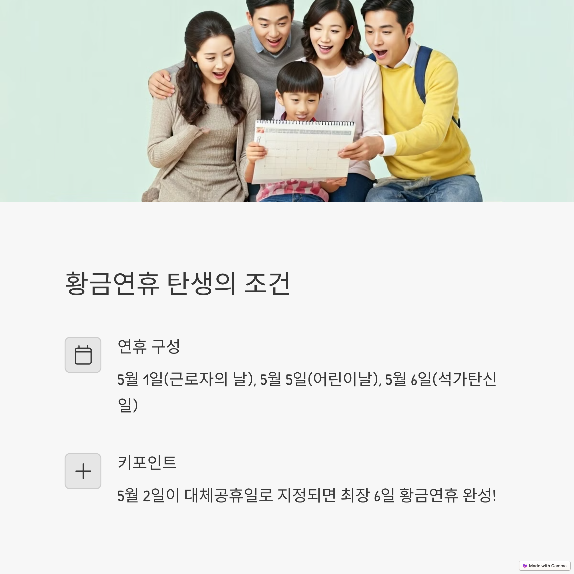 황금연휴 탄생 조건