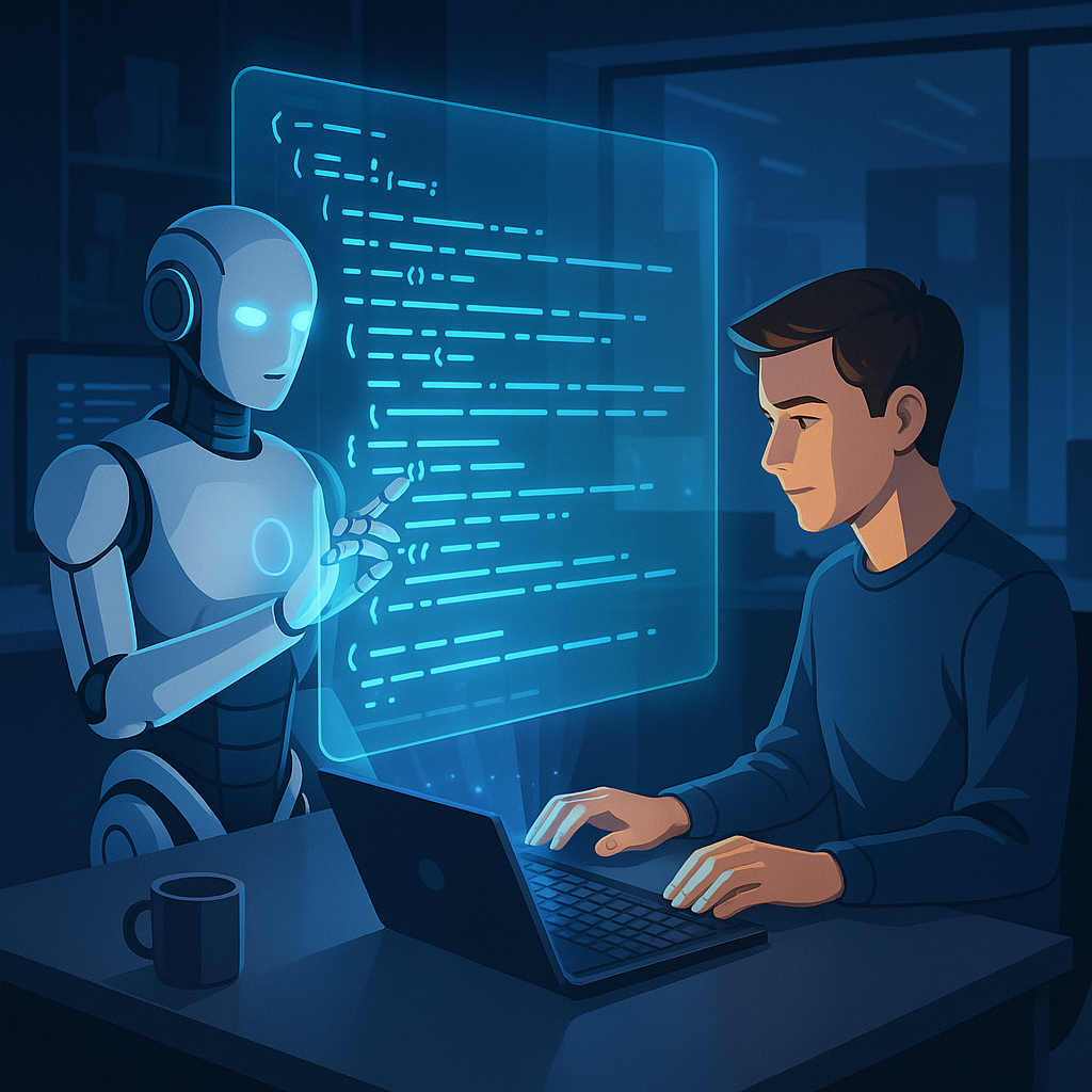AI와 인간 개발자의 협업을 보여주는 미래형 코딩 환경