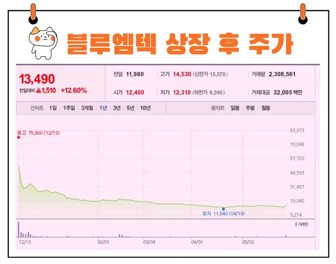 블루엠텍 주가