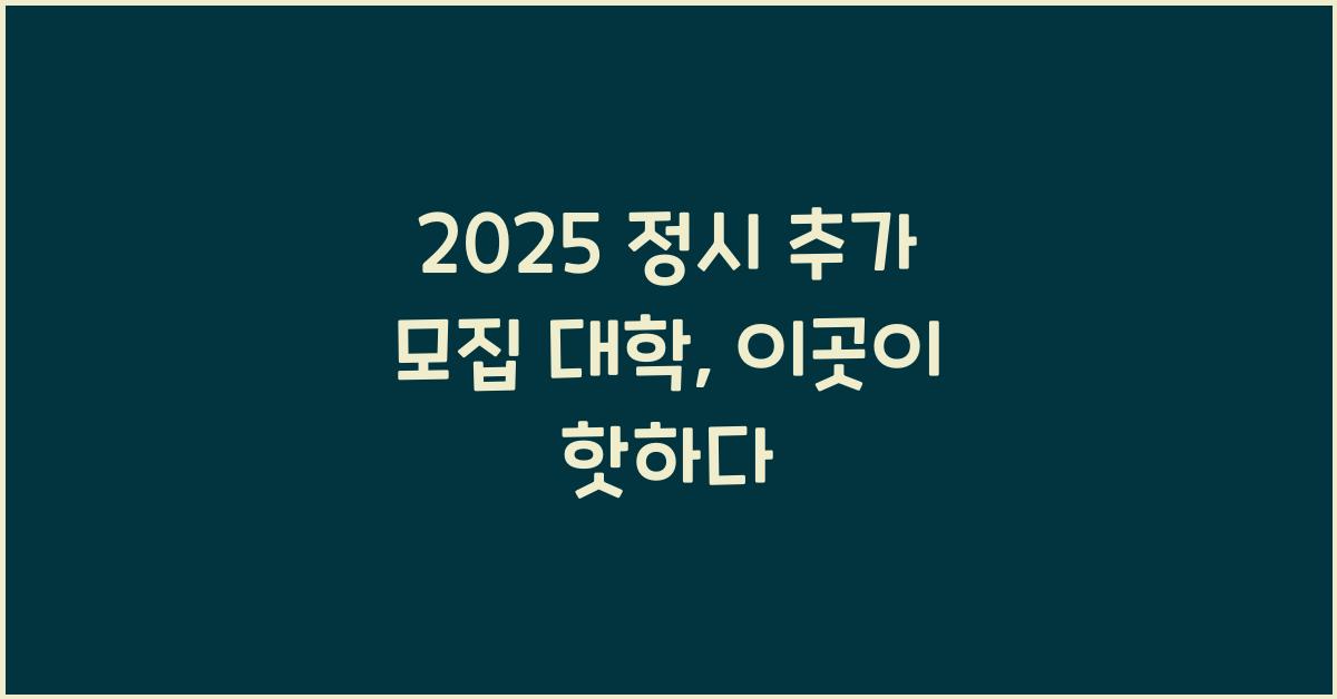 2025 정시 추가 모집 대학