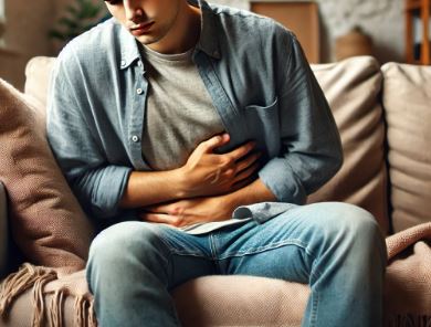 위염과 역류성식도염 앓고 있는 남자 사진