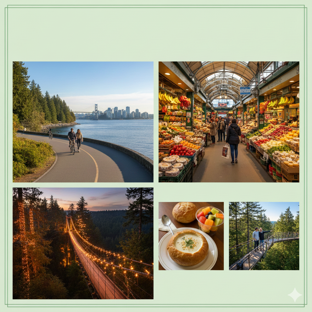 밴쿠버 여행 필수 코스: 스탠리 파크, 그랜빌 아일랜드, 현수교 완벽 정리