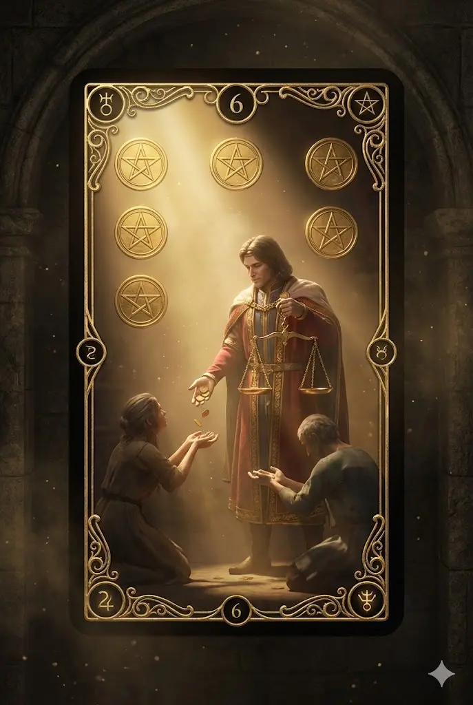 타로 6펜타클 귀인 투자 도움 재물운 보너스