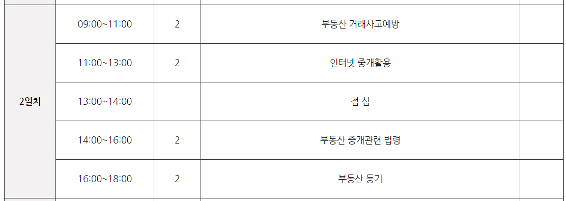 공인중개사 실무교육 일정