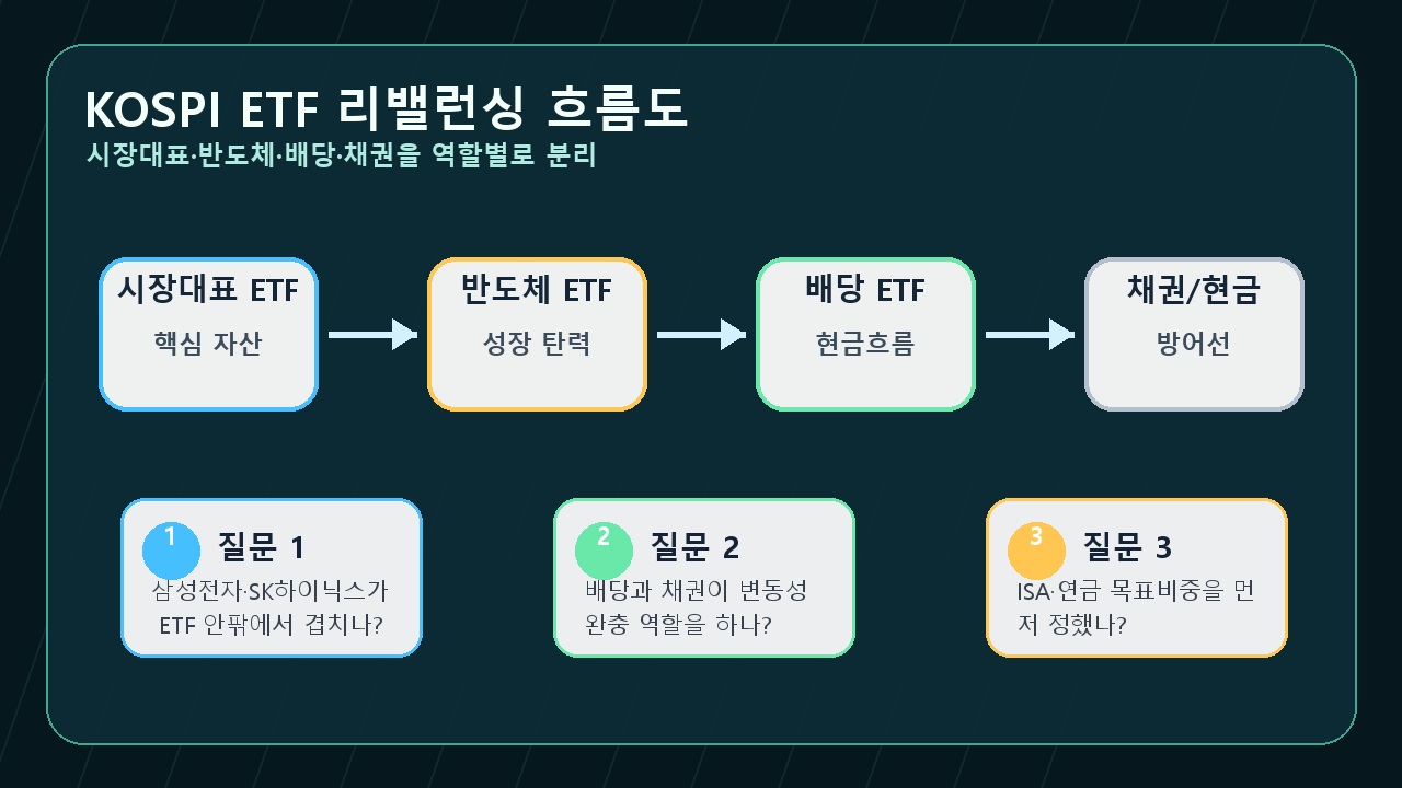 KOSPI ETF 반도체 배당 채권 리밸런싱 흐름도