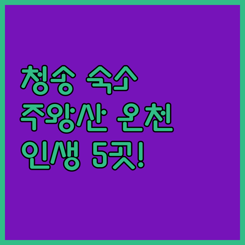 경북 청송 숙소 추천 5곳 주왕산 온..
