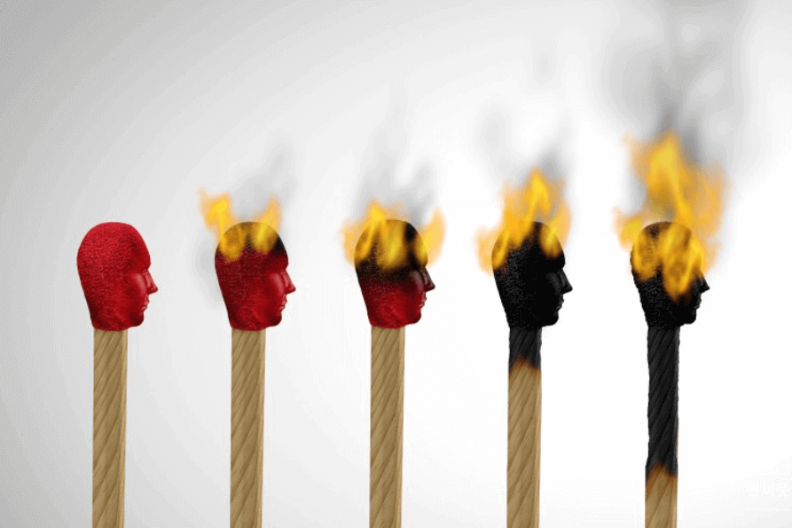 성냥개비로-번아웃-단계별로-심각해지는-우리의-정신상태를-표현한-이미지