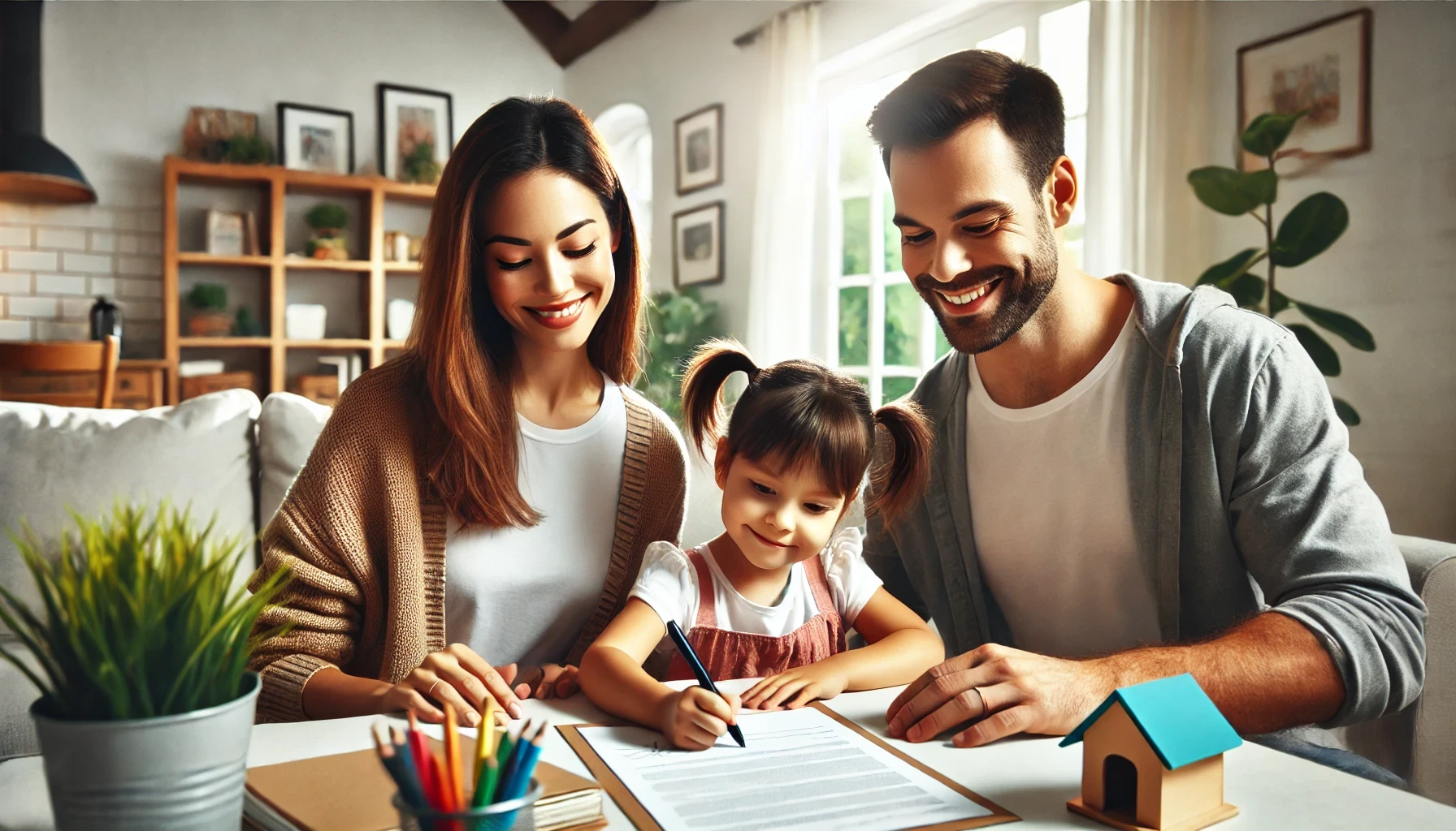 생명보험 가입하는 가족 이미지