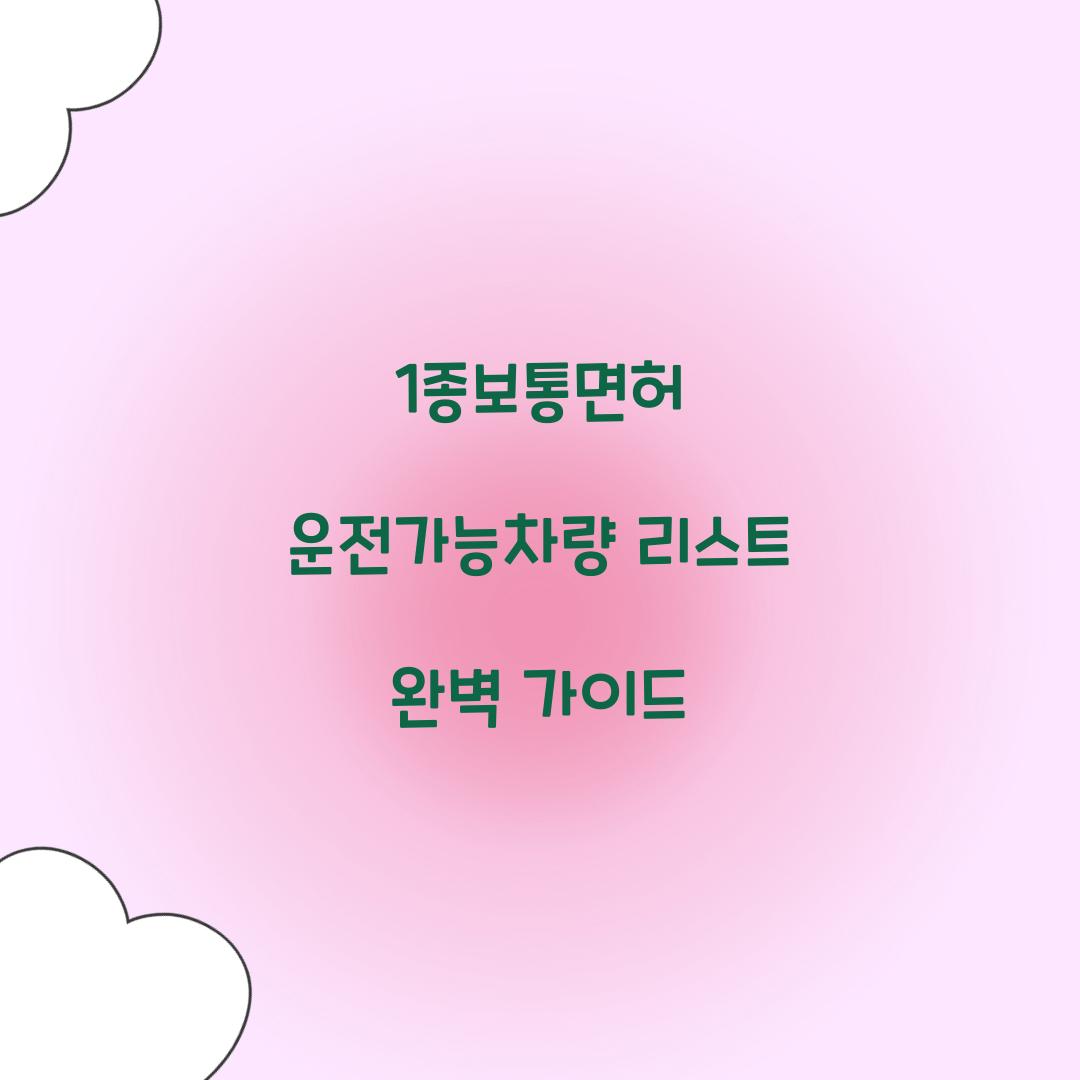 1종보통면허 운전가능차량 리스트