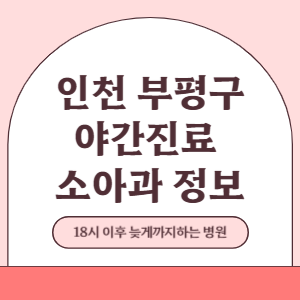 인천 부평구 야간진료 소아과 병원 (18시 이후 늦게까지하는 병원)