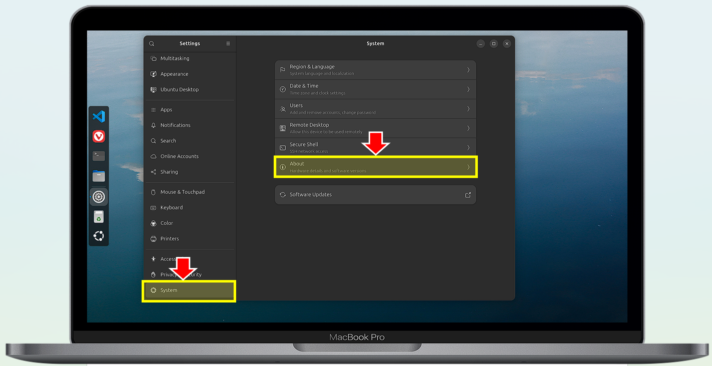 설정화면에서 system 클릭후 About 선택합니다.