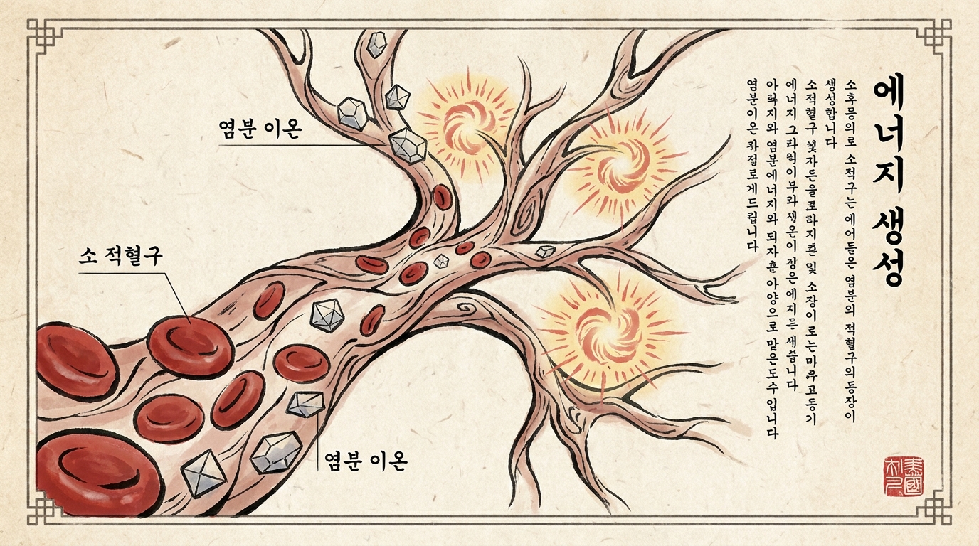 소의 체내에서 나트륨과 염소가 수행하는 대사 기능 시각화
