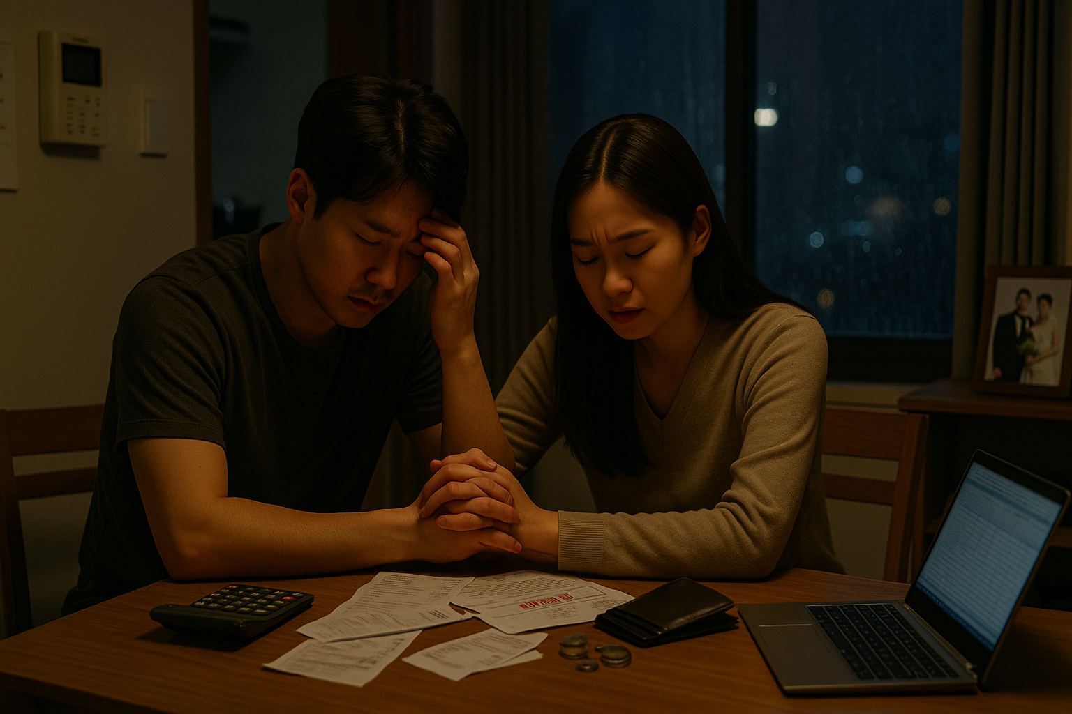 경제적 문제에 봉착한 신혼부부 이미지