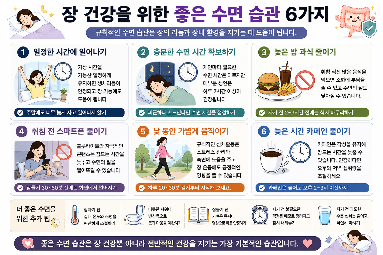 수면 시간을 확보하기 위한 생활 습관 예시