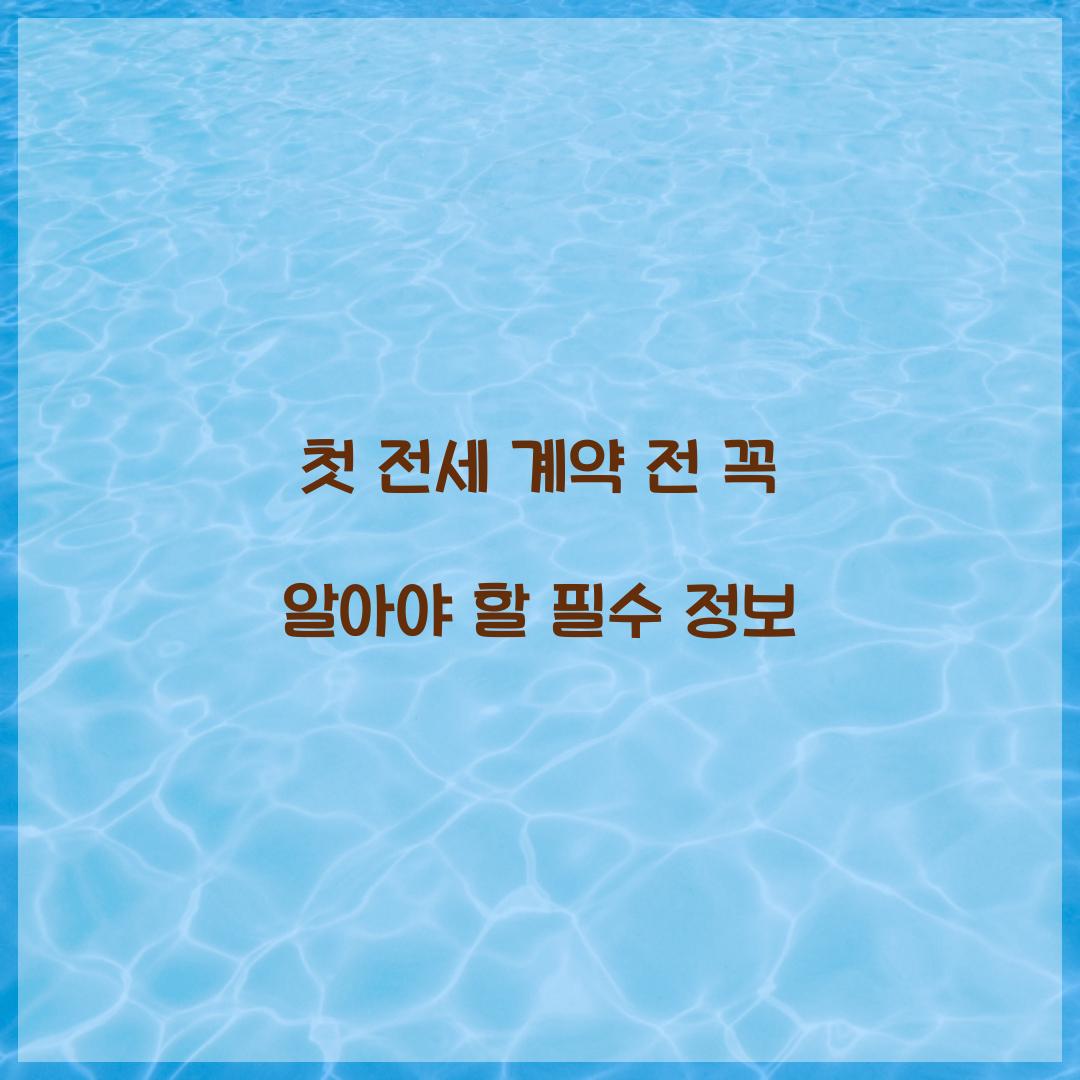 첫 전세 계약
