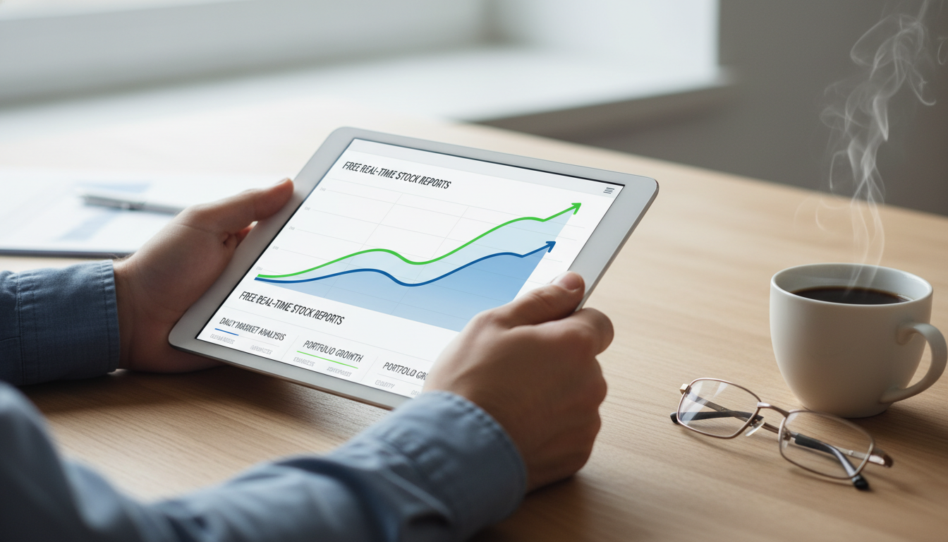 스마트기기로 실시간 증권사 리포트와 2차전지 관련주 상승 차트를 확인하는 모습