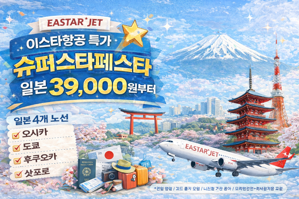이스타항공 일본 39,000원 특가, 놓치면 후회할 타이밍