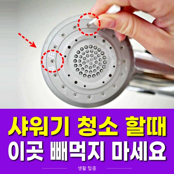 샤워기 청소 비법, 샤워기 구멍 청소, 샤워기 헤드 청소