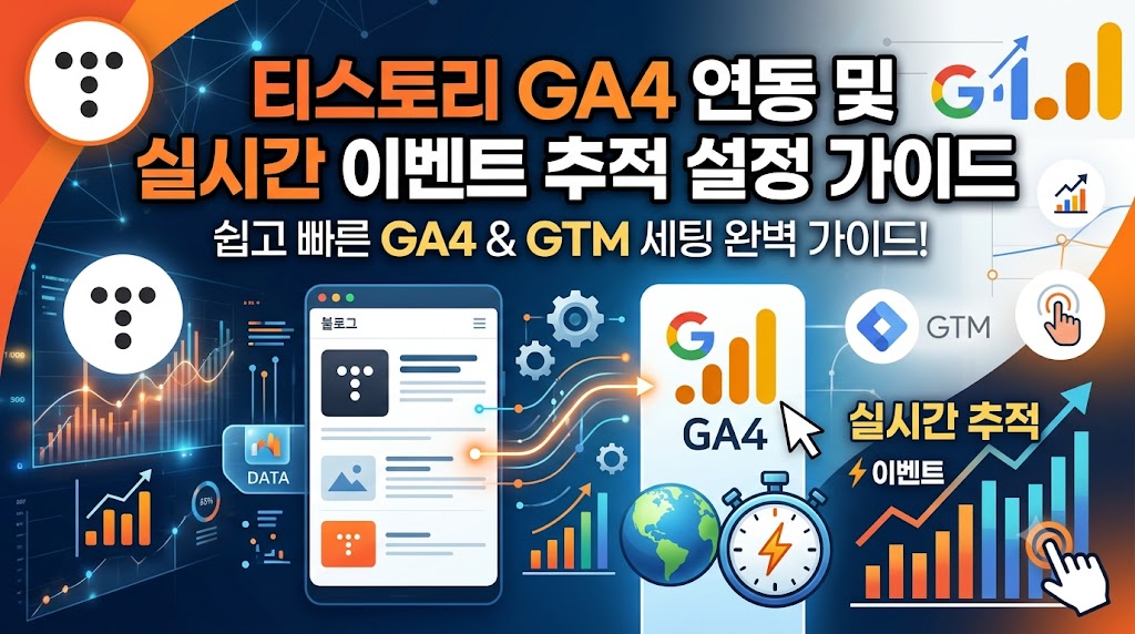 티스토리 블로그와 구글 애널리틱스 4(GA4) 연동 및 실시간 유입 분석 설정 안내 화면
