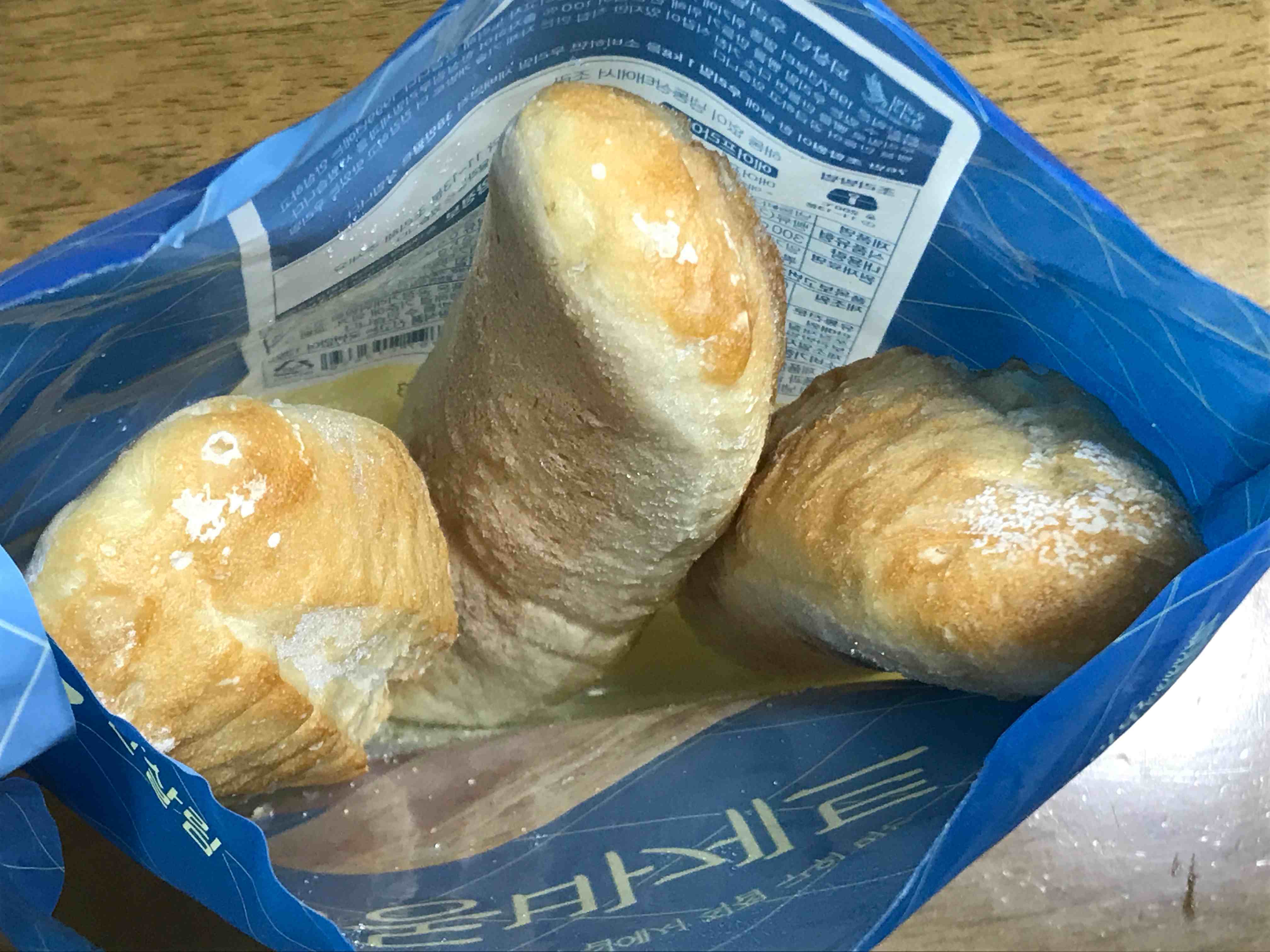 한살림 냉동바게트 얼어있는 상태