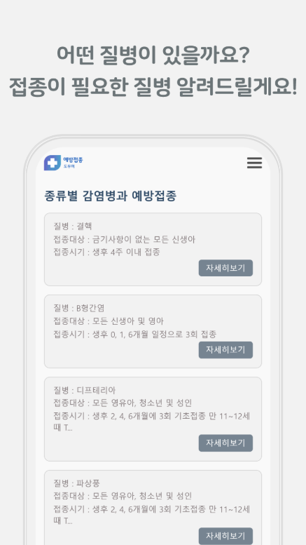 예방접종 증명서 발급, 예방접종 내역조회, 예방접종 시기, 대상 확인