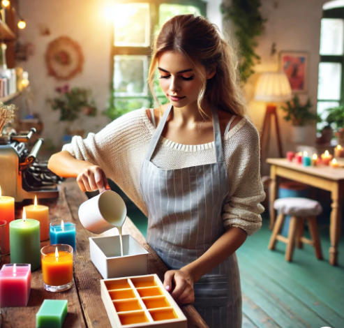 캔들 만들고 있는 여성 이미지