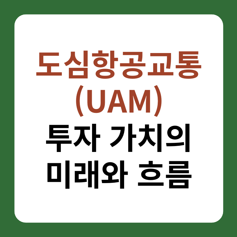 도심항공교통(UAM) 투가 가치의 미래와 흐름