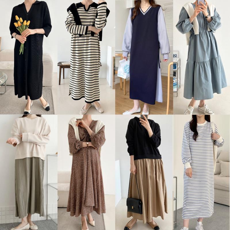 봄 여름 겨울 롱 니트 원피스 기모 후드 맨투맨 하객 홈 빅사이즈 원피스 블랙 77 엄마