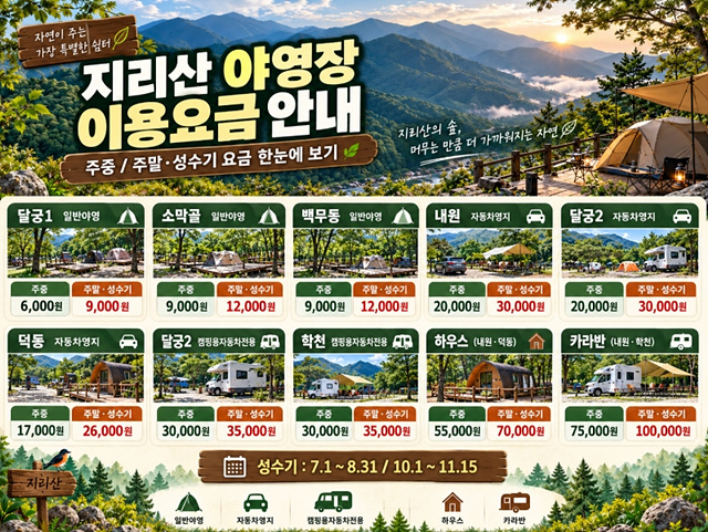 지리산 국립공원 예약통합시스템 야영장