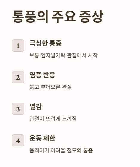 통풍의 주요 증상