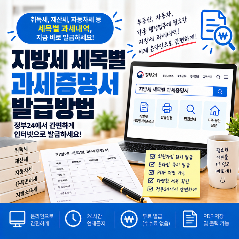 지방세 세목별 과세증명서 발급방법
