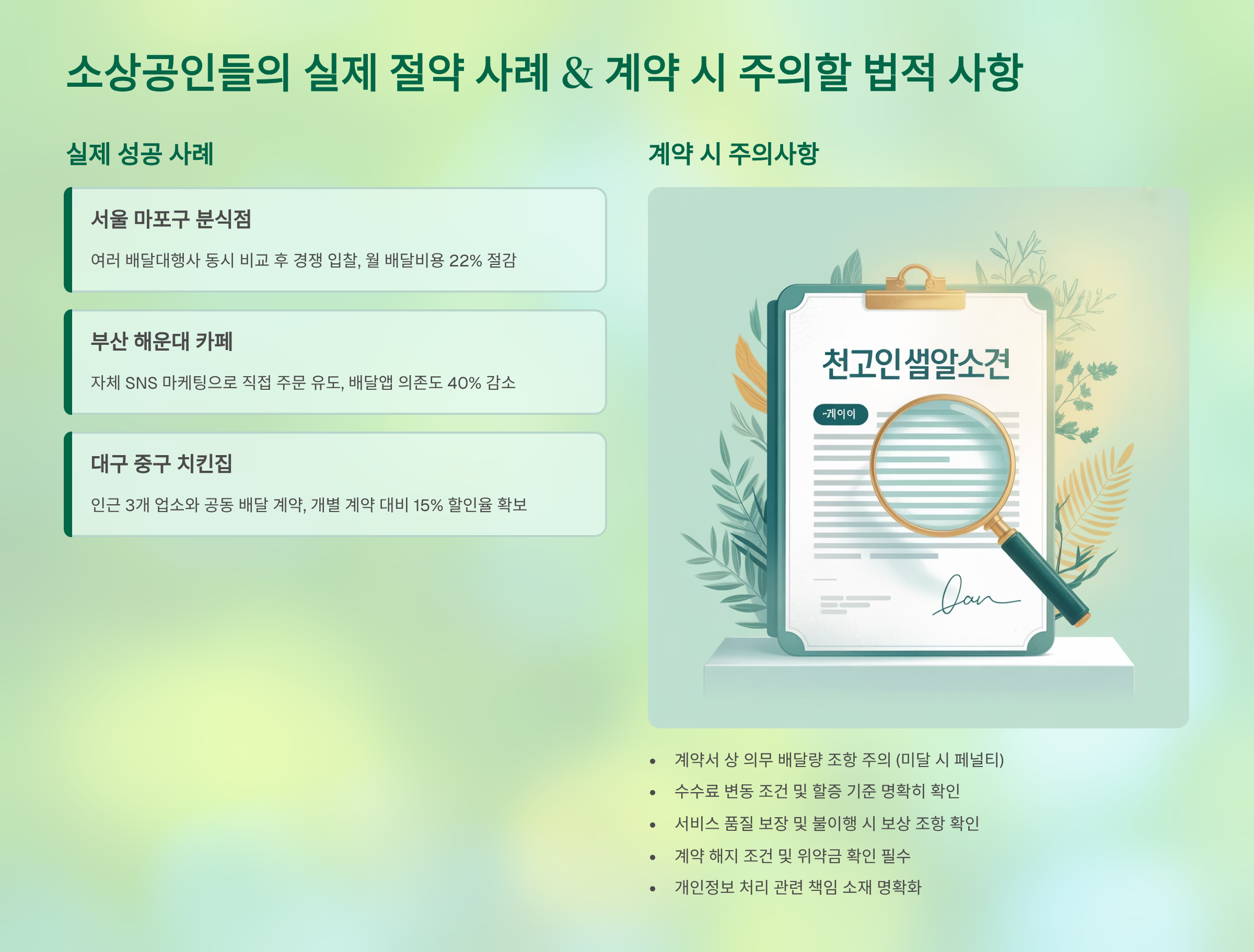 소상공인들의 실제 절약 사례