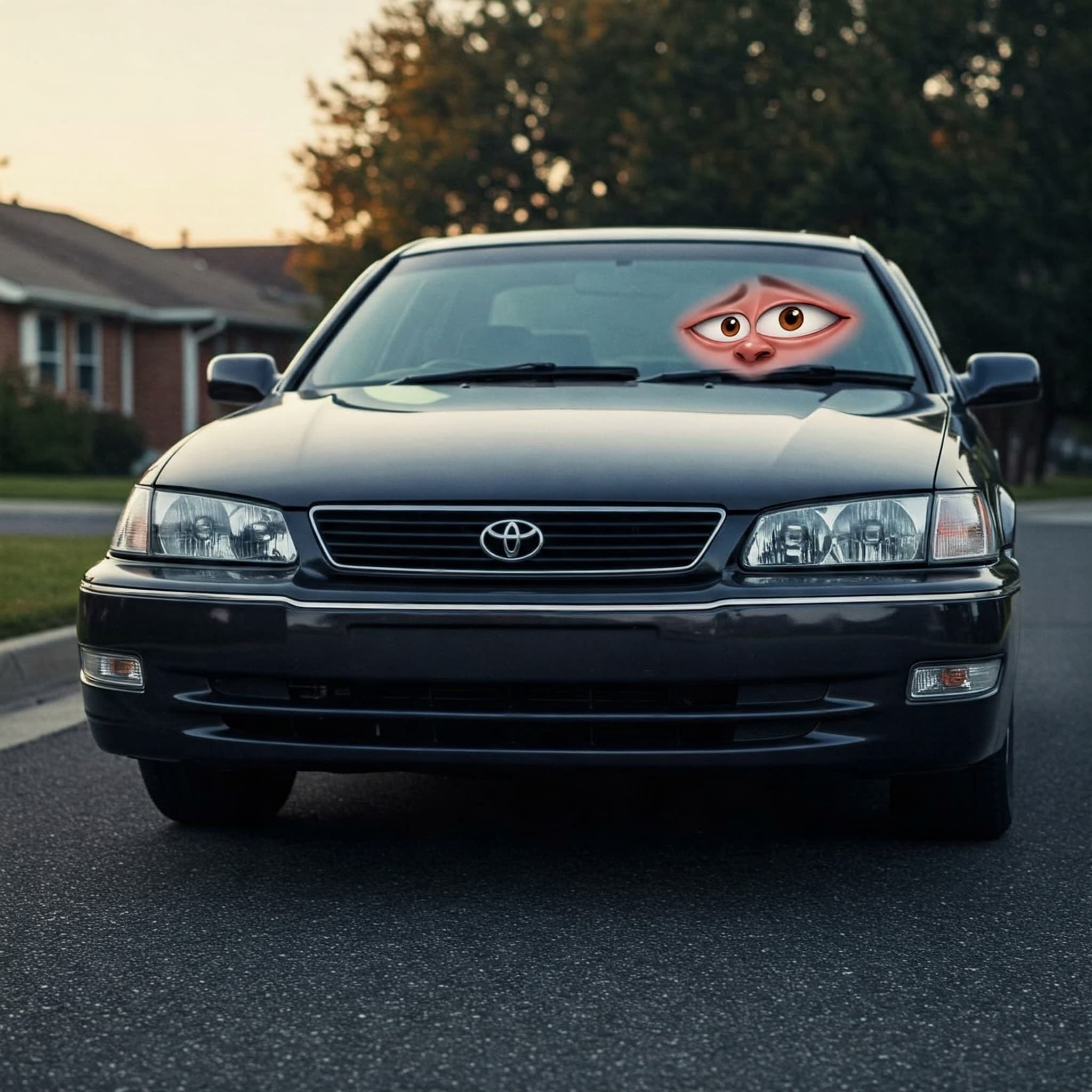 당황한 표정의 토요타 자동차 이미지