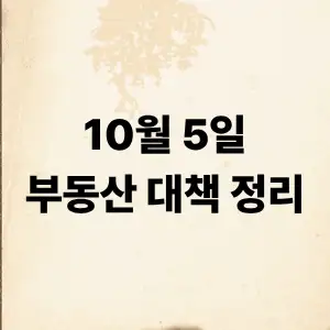 10월 15일 부동산 대책 정리