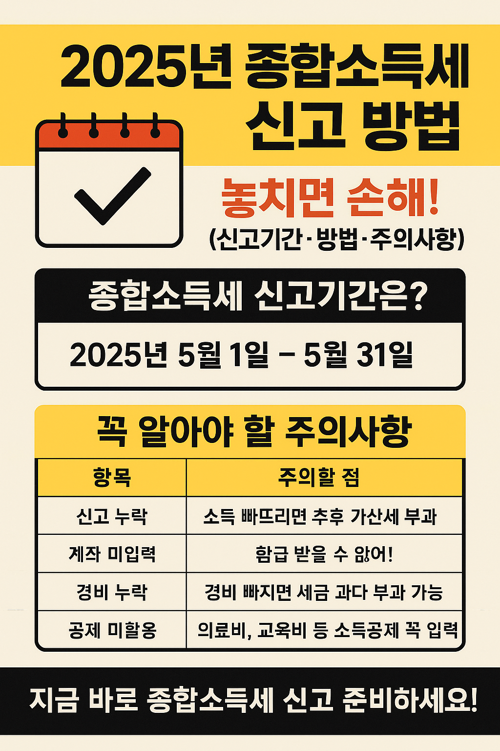 2025년 종합소득세 신고 방법, 놓치면 손해!(신고기간&middot;방법&middot;주의사항 총정리)