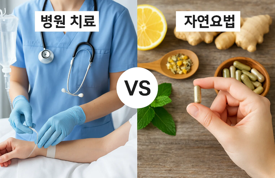 병원치료 vs 자연요법 사진