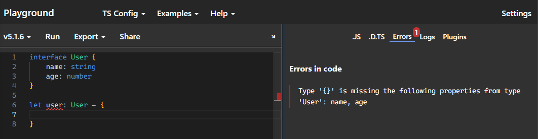 TypeScript interface