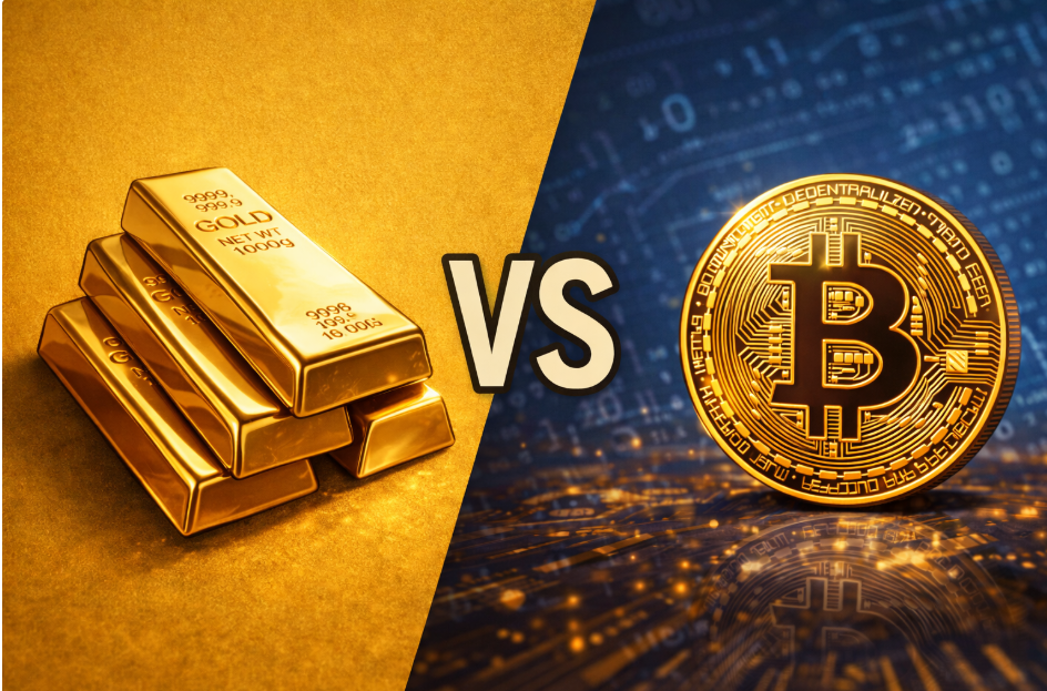 비트코인 vs 금 관련 사진