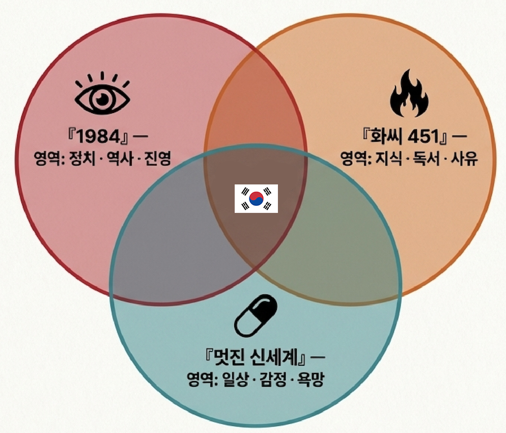 세가지 디스토피아 모델의 교차점에 선 대한민국