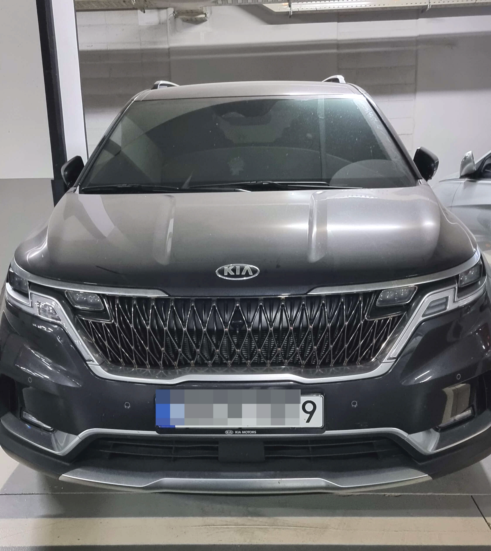 자동차 정면 사진 촬영 보호판이 보이는것이 중요함