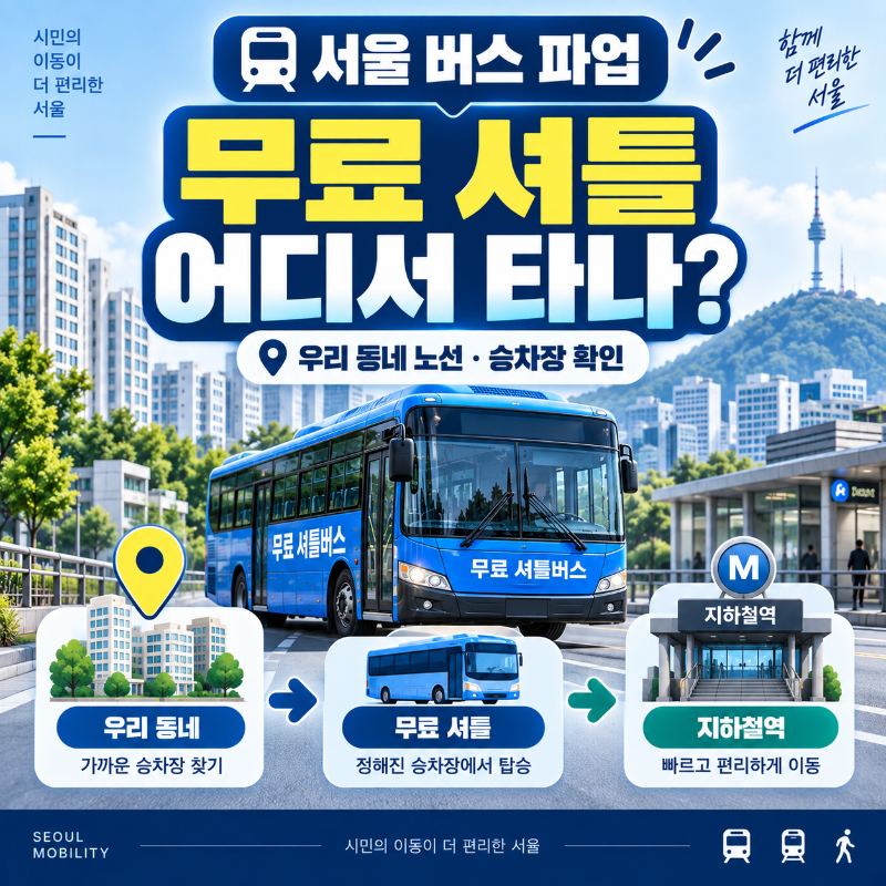 서울 버스 파업 무료 셔틀버스 지역별 노선과 승차장 확인방법