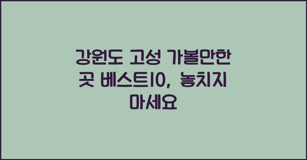 강원도 고성 가볼만한 곳 베스트10