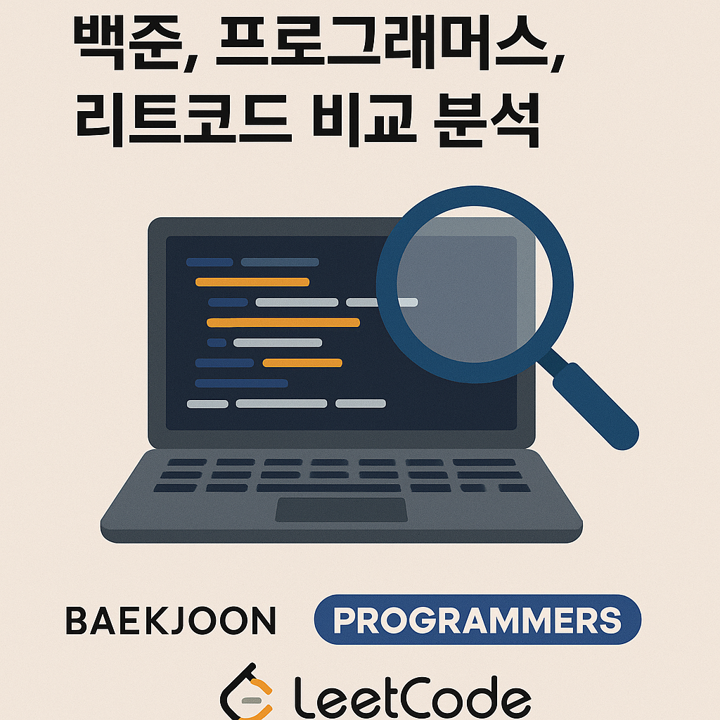 백준 vs 프로그래머스 vs 리트코드 비교 분석 썸네일 이미지