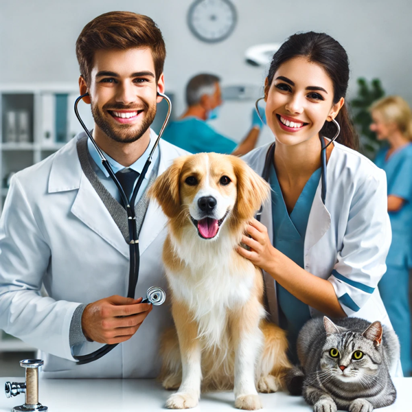 반려동물과 수의사 이미지