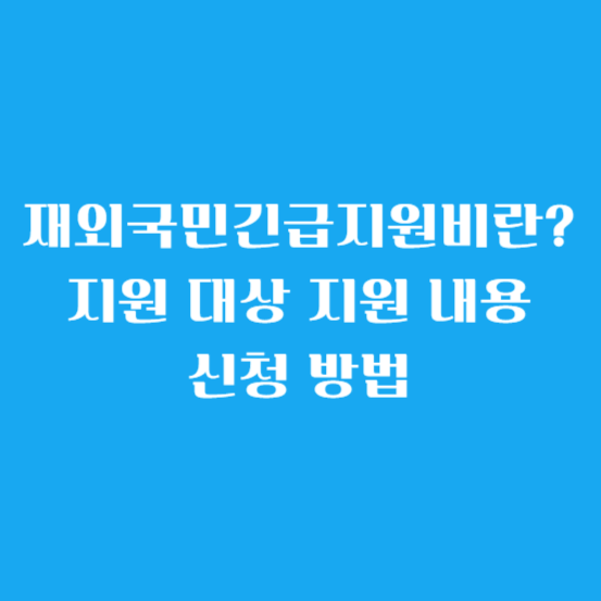 재외국민긴급지원비란? 지원 대상, 지원 내용, 신청 방법