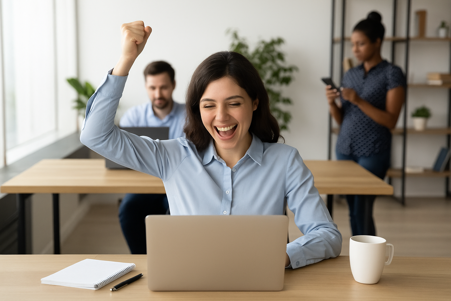 열정 가득한 사무실의 순간