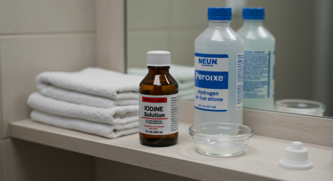 과산화수소와 요오드 용액을 보여주는 이미지