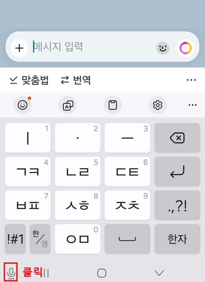키보드 좌측 하단에 마이크 모양 보임