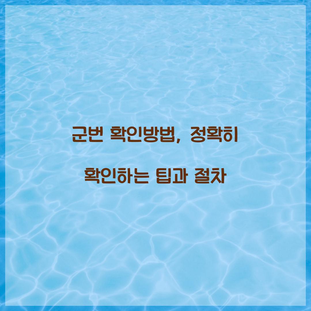 군번 확인방법